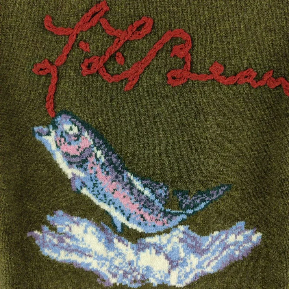 NWT LL Bean x Todd Snyder Trout Fish Wool Sweater Mens Medium - Picture 4 of 8